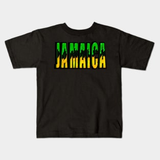 Jamaican flag colors drips Reggae Rocksteady Jamaicans Jamaica Kids T-Shirt